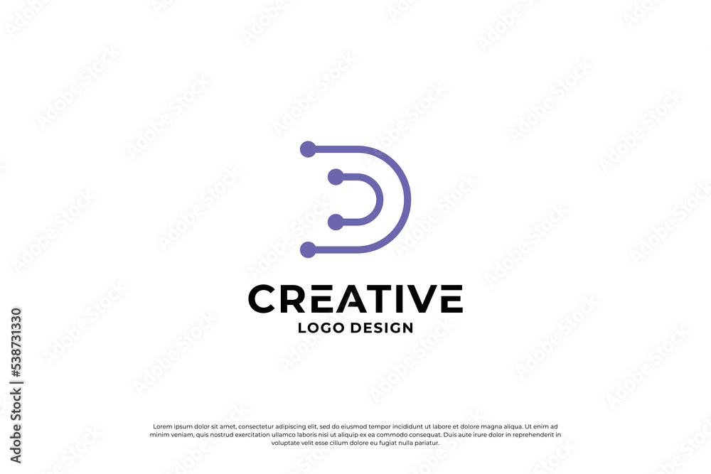 Letter D logo design vector. Initial letters D for logo brand. Creative D sign initial letter.