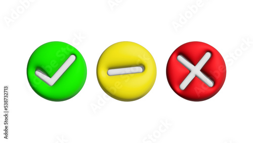 tick / check sign 3D vector icons for customer satisfaction, availability, pros and cons, rating, survey, infographic usage	