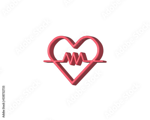 Heart rate 3D vector icon - health monitor sign that shows heartbeat 