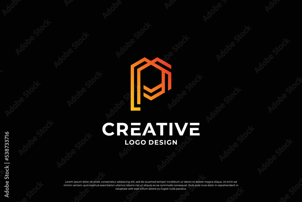 Letter P logo design inspiration. Initial letters P logo symbol mark
