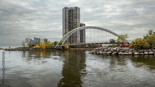 A cloudy autumn morning at Humber Bay Arch Bridge in Toronto, Ontario, Canada © Jonathan Dakin