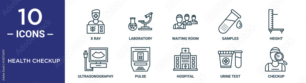 Health Sample Icon health checkup outline icon set includes thin line x ray, laboratory ...