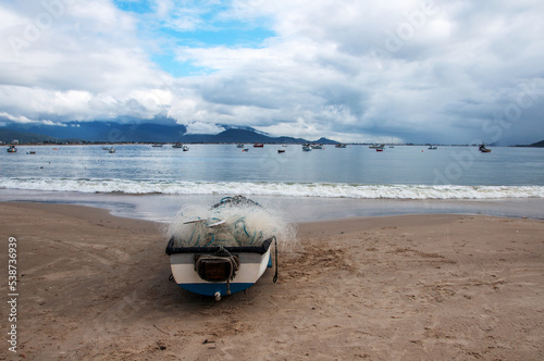 Beautiful view of praia da pinheira whit boats   in brazil © Miriana