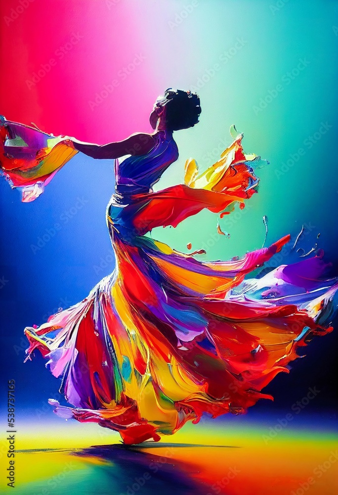 Dancing illustration dance art background digital artwork colorful paint texture acrylic flowing