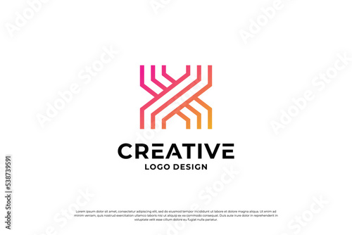Letter x logo design template. Initial letters X. Creative X symbol.