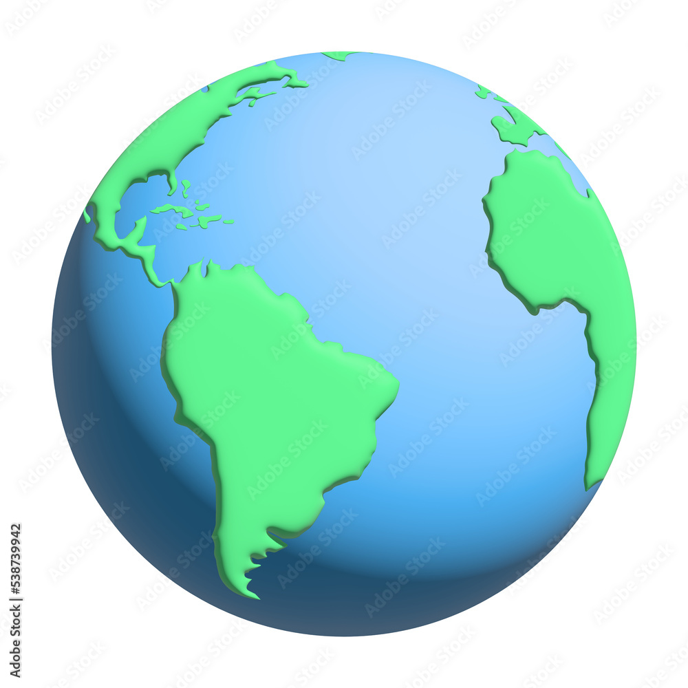 3d illustration terrestrial globe transparent background