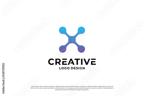Letter x logo design template. Initial letters X. Creative X symbol. © Dendika
