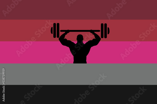 Muscle flag pride vector illustration. LGBTQ+ community. Kink attraction, fetish gay muscular man look. 