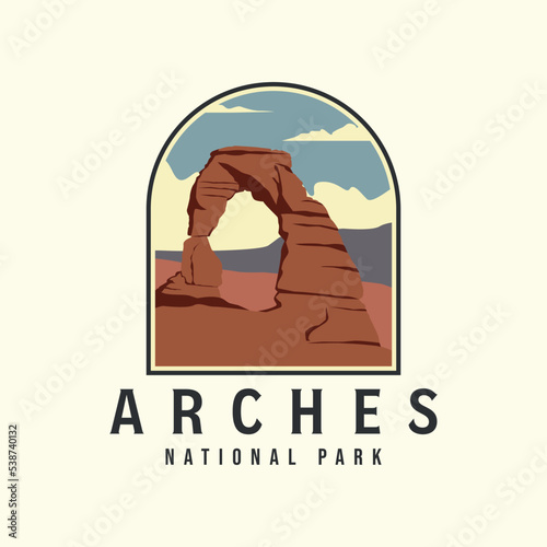 Vászonkép arches vintage color vector with emblem logo design icon template illustration,