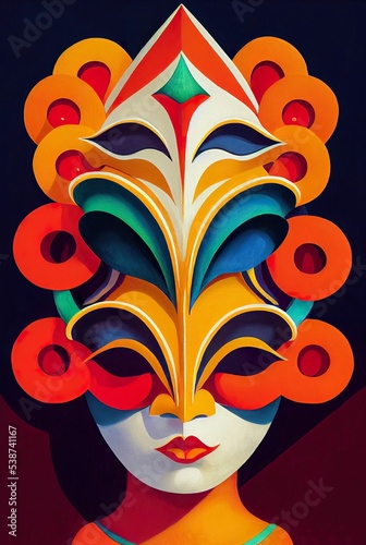 Obraz na plátně Mask illustration festival art carnival artwork celebration party decorative cos