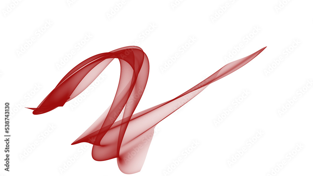 Isolated semi-transparent red flowing ribbon Isolated semi-transparent red flowing ribbon