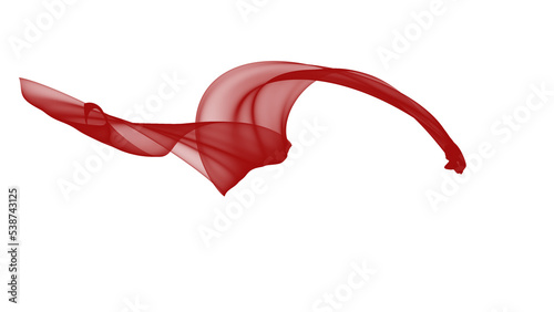 Isolated semi-transparent red flowing ribbon