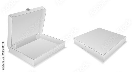 set of realistic pizza box package isolated. eps vector