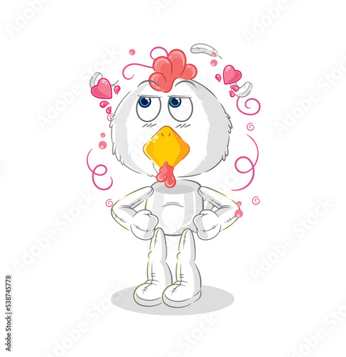 chicken shy vector. cartoon character