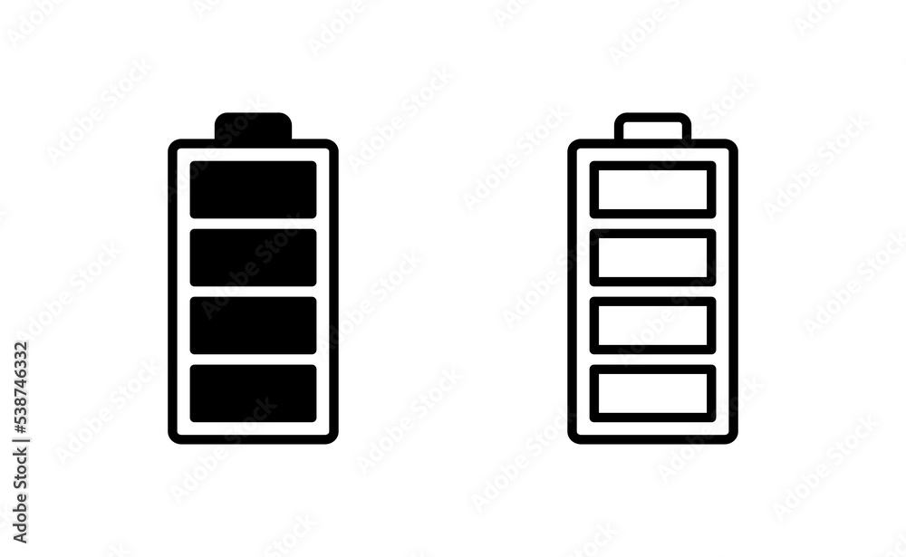Battery icon vector for web and mobile app. battery charging sign and symbol. battery charge level Battery icon vector for web and mobile app. battery charging sign and symbol. battery charge level