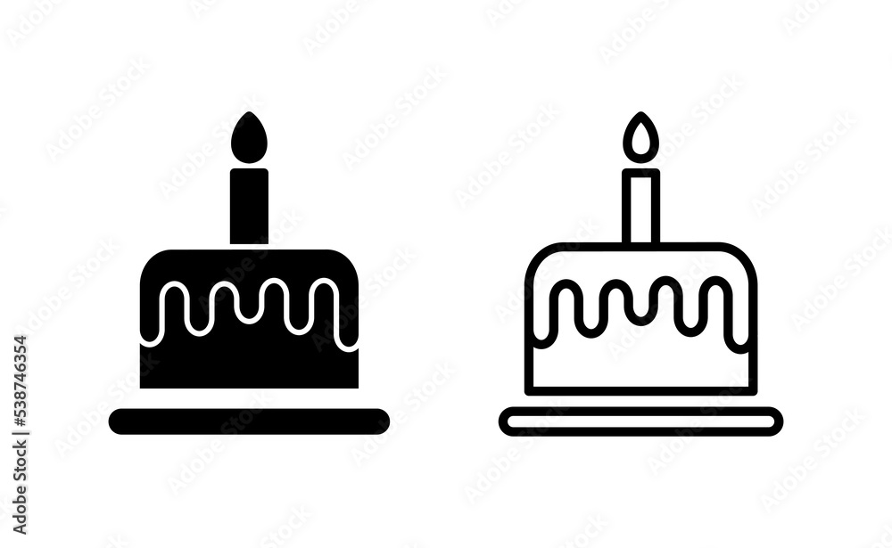 Cake icon vector for web and mobile app. Cake sign and symbol. Birthday cake icon Cake icon vector for web and mobile app. Cake sign and symbol. Birthday cake icon