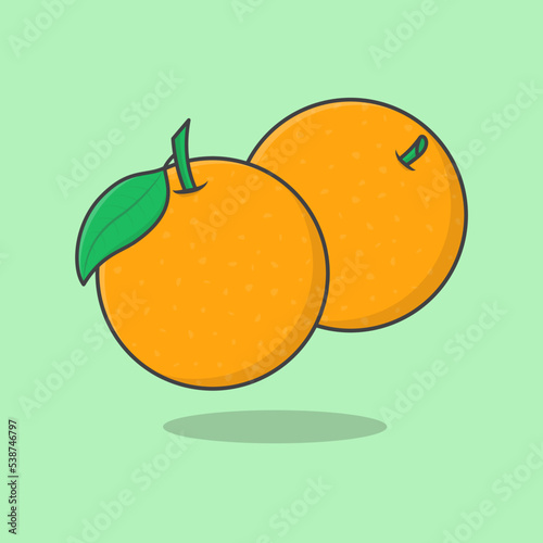 Orange Fruit Cartoon Vector Illustration. Fresh Orange Fruit Flat Icon Outline. Orange Fruit