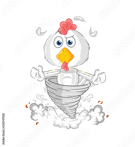 chicken in the tornado cartoon character vector