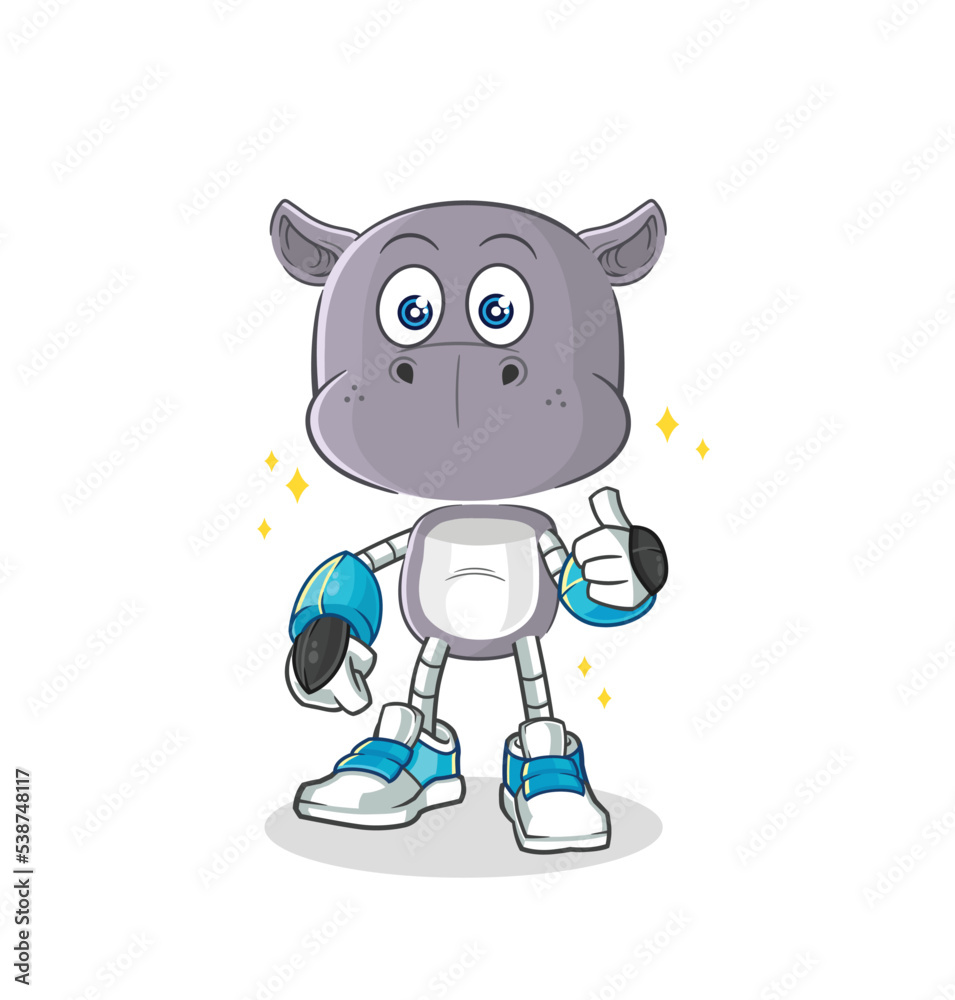 hippopotamus robot character. cartoon mascot vector