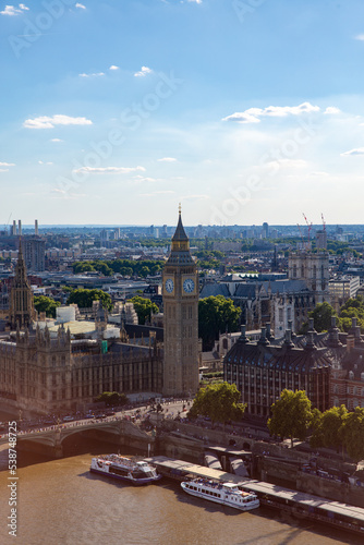 aerial view of big ben in london skyline