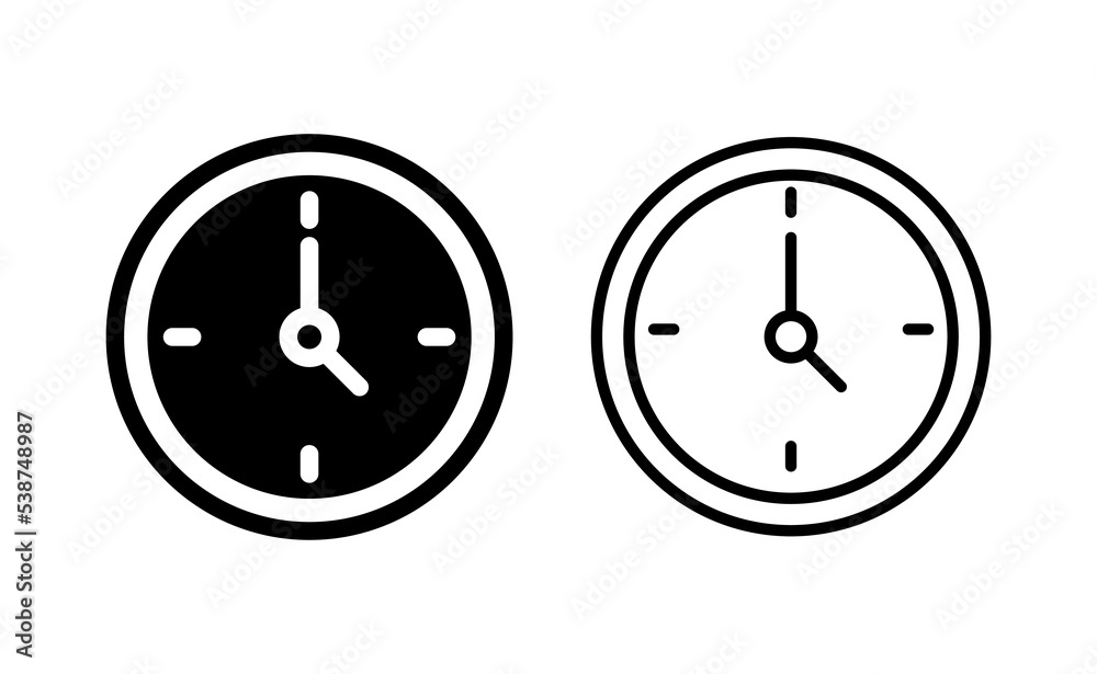 Clock icon vector for web and mobile app. Time sign and symbol. watch icon Clock icon vector for web and mobile app. Time sign and symbol. watch icon