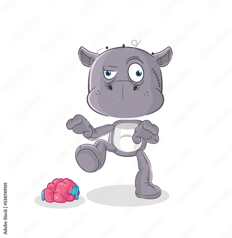 Naklejka premium hippopotamus zombie character.mascot vector