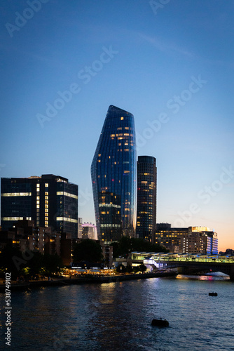 Canvas Print london one blackfriars skyline at sunset along the thames river