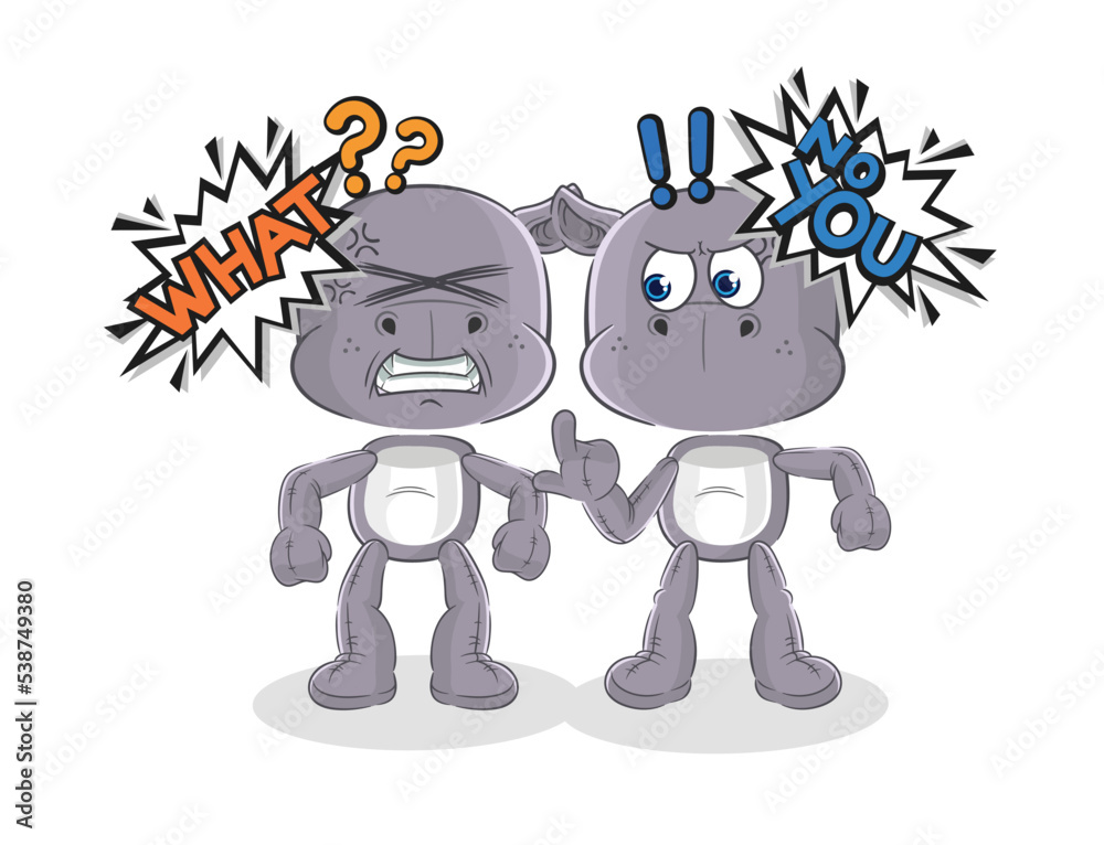 hippopotamus arguing each other cartoon vector hippopotamus arguing each other cartoon vector