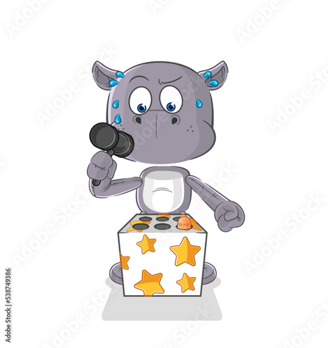 hippopotamus play whack a mole mascot. cartoon vector
