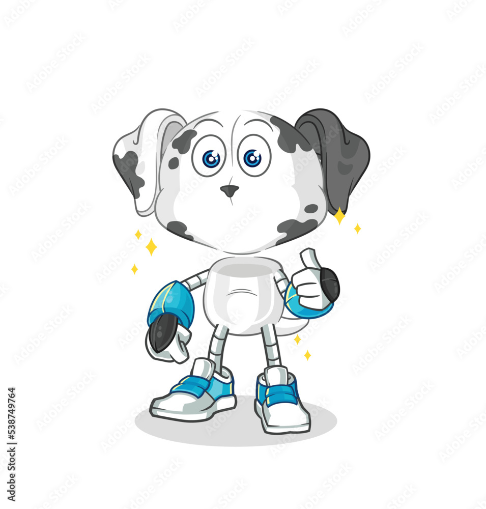 Fototapeta premium dalmatian dog robot character. cartoon mascot vector