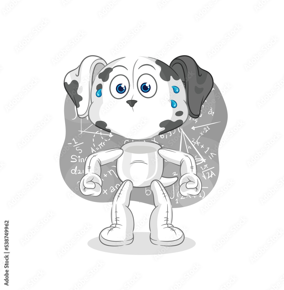 dalmatian dog thinking hard vector. cartoon character dalmatian dog thinking hard vector. cartoon character