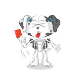 dalmatian dog referee with red card illustration. character vector