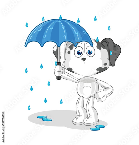 dalmatian dog holding an umbrella illustration. character vector