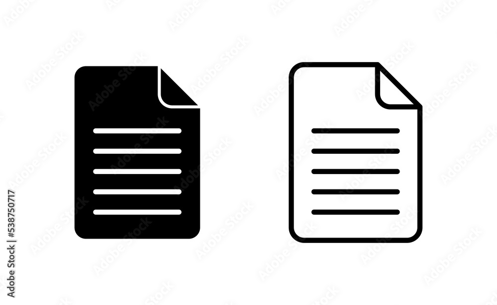 Document icon vector for web and mobile app. Paper sign and symbol. File Icon Document icon vector for web and mobile app. Paper sign and symbol. File Icon