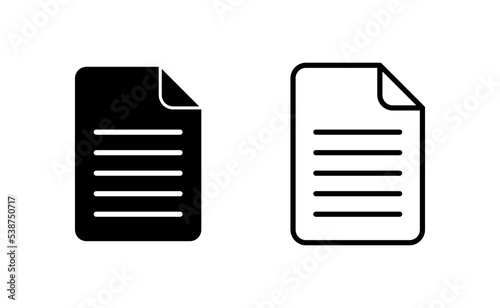 Document icon vector for web and mobile app. Paper sign and symbol. File Icon