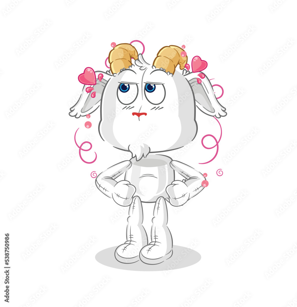 mountain goat shy vector. cartoon character mountain goat shy vector. cartoon character