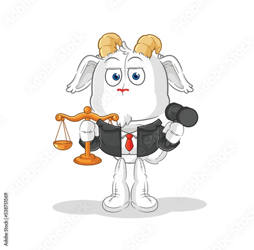 mountain goat lawyer cartoon. cartoon mascot vector