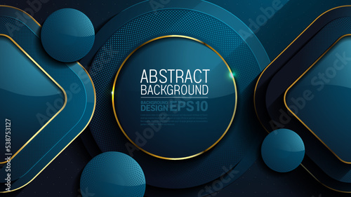 luxury abstract background dark blue color, circlr and straight lines overlap layer shadow gradients space composition, 3840 x 2160 monitor size for banner, flyer cover layout, template design