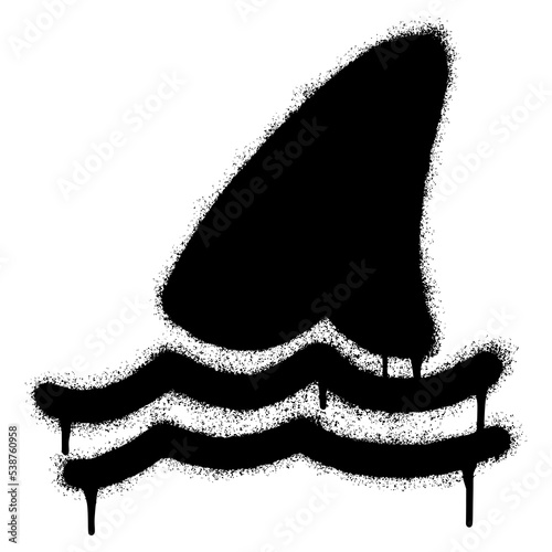 Spray Painted Graffiti Shark icon Word Sprayed isolated with a white background. graffiti Shark icon with over spray in black over white. Vector illustration.
