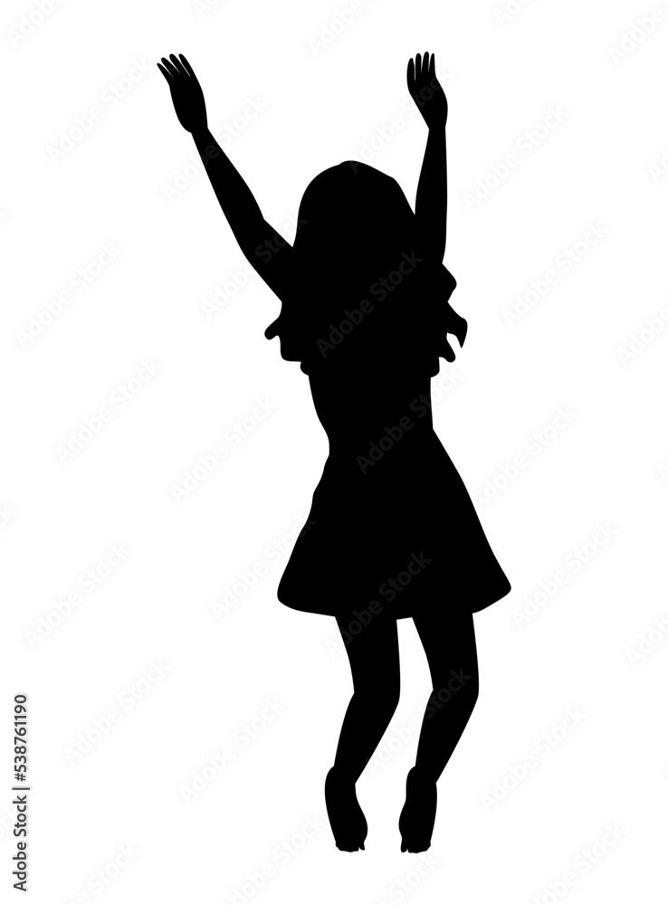 happy girl celebrating silhouette