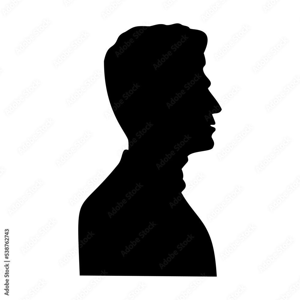 silhouette of a formal male side view, the silhouette of a man wearing a suit