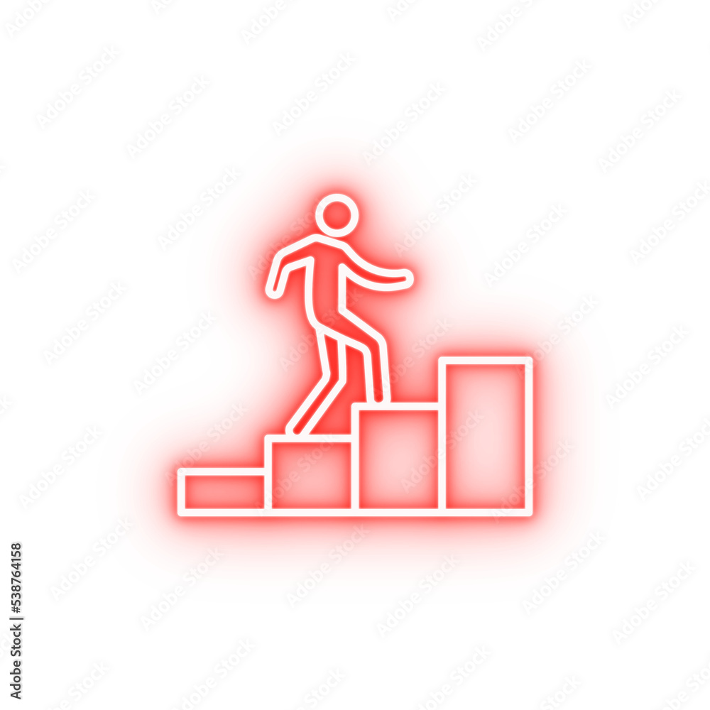 man on the stairs neon icon man on the stairs neon icon