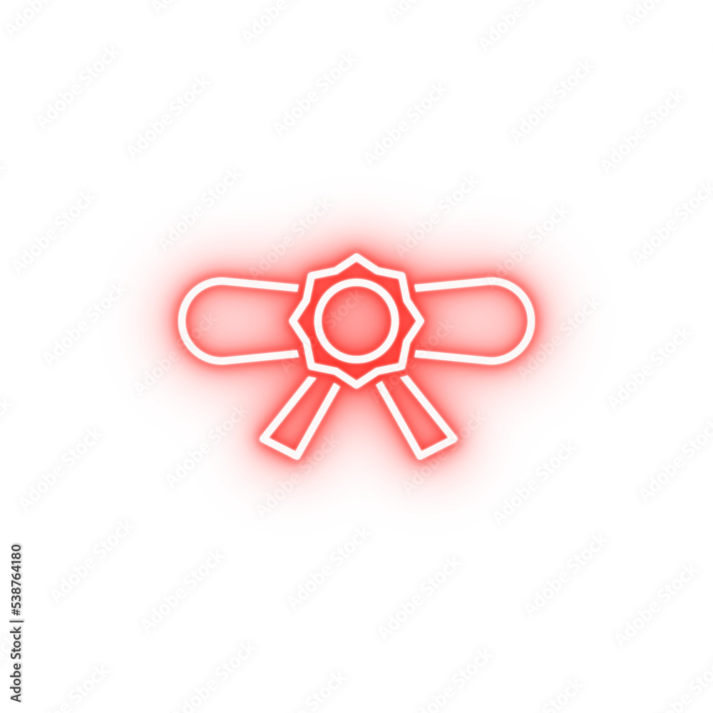 certificate with ribbon neon icon certificate with ribbon neon icon