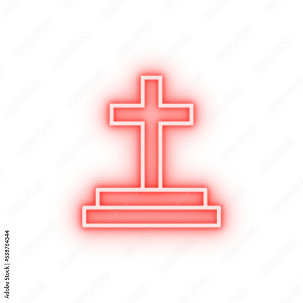 cross on the pedestal outline neon icon cross on the pedestal outline neon icon