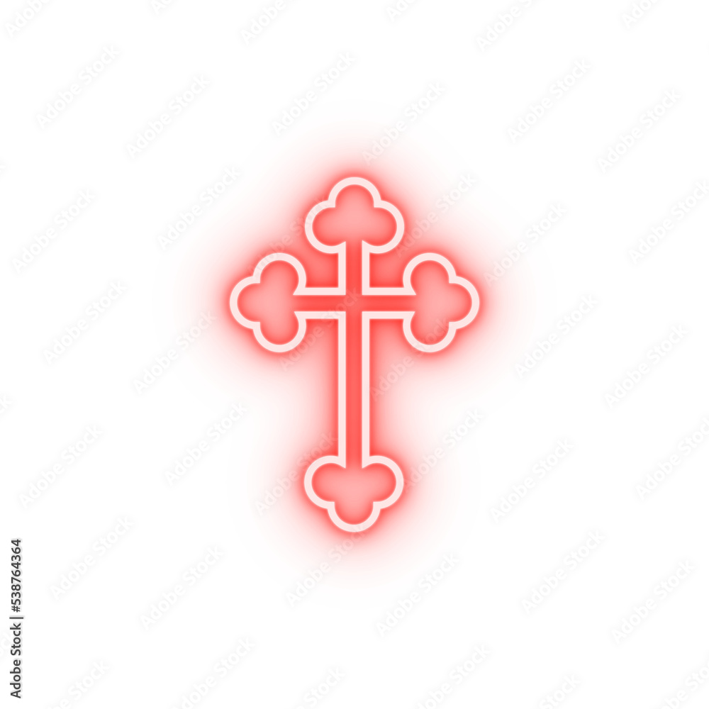 Obraz premium orthodox cross outline neon icon