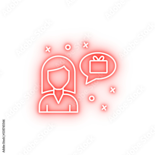 Girl gift think neon icon