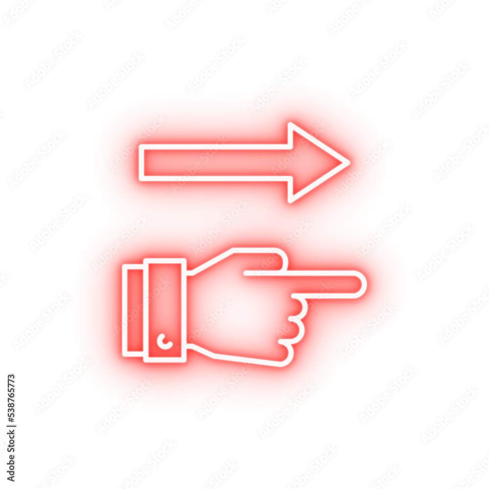 Hand arrow right neon icon Hand arrow right neon icon