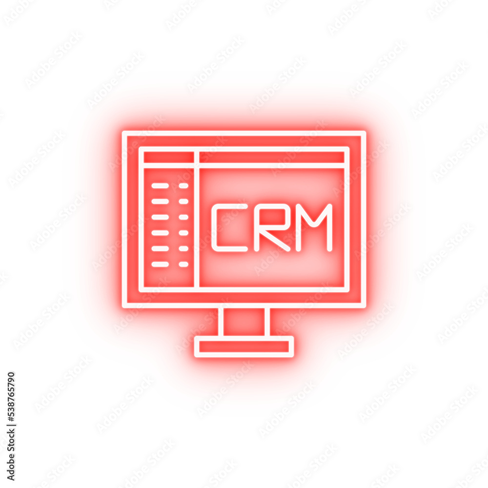 CRM business work neon icon