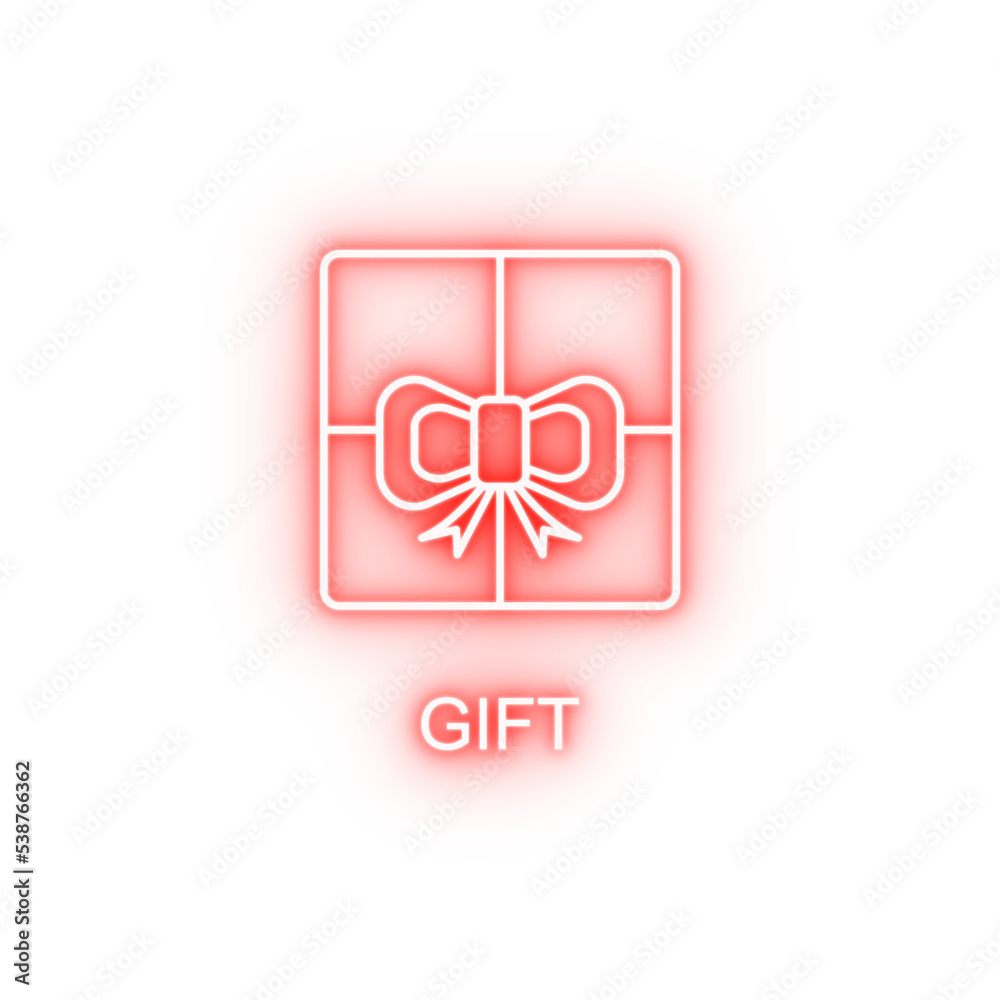 Obraz premium gift box outline neon icon