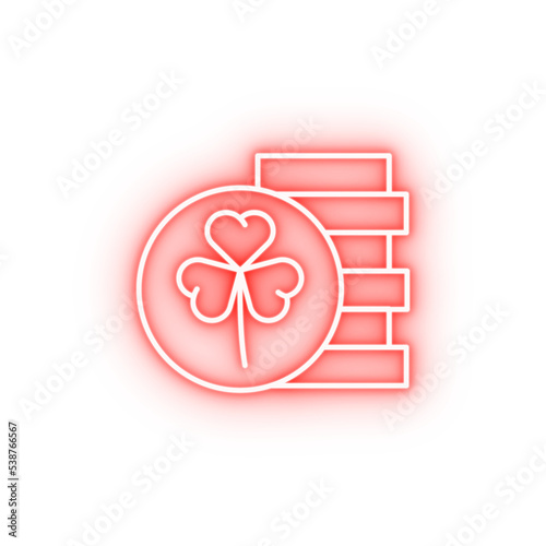 Coin clover neon icon